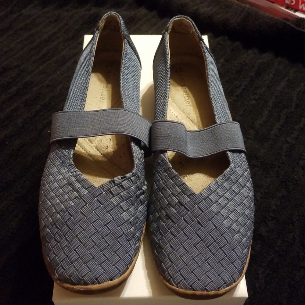 Denim blue slip on shoes